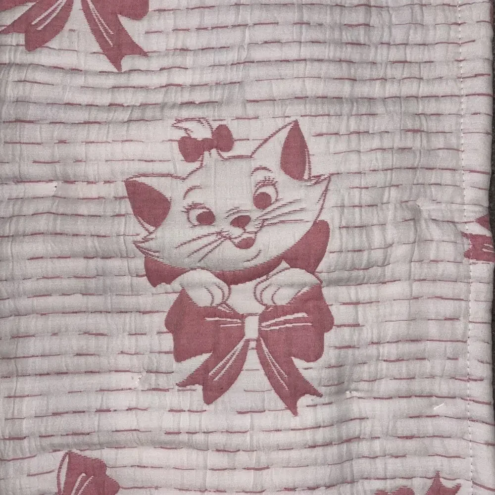 The Aristocats Marie Jacquard Woven Throw Blanket Pink 50x60 Disney Pink Bow NEW
